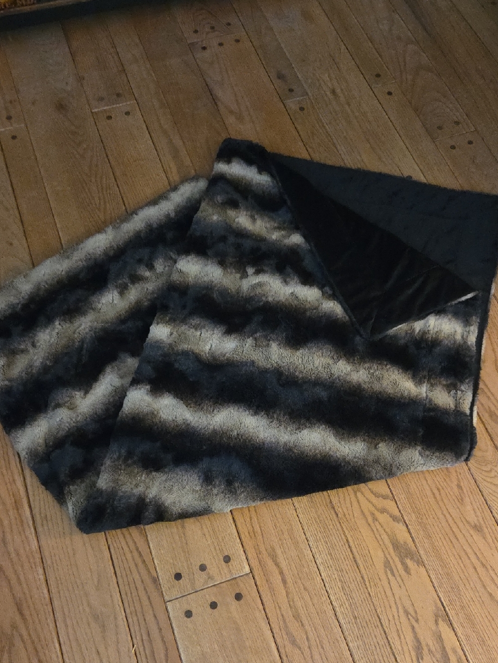 dennis basso Faux Fur Striped Throw Blanket
